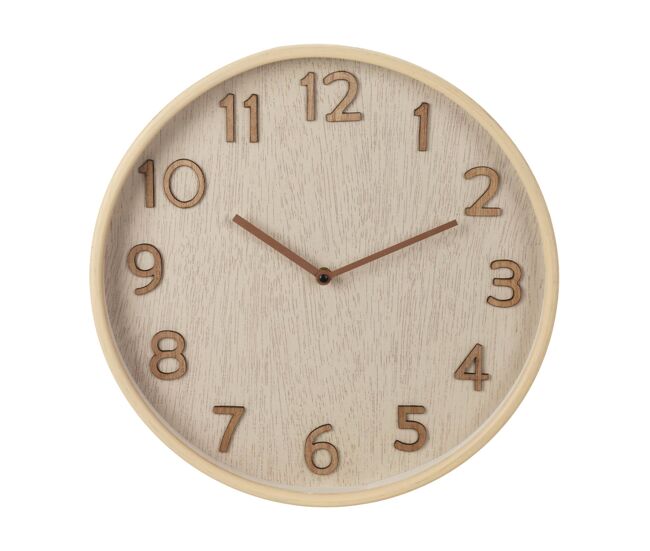 Well home reloj de pared de madera aspecto moderno color marrón claro ø38x5 cm