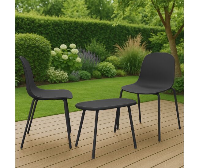 Suite de 2 plazas veldin plástico negro 151x80x85 cm