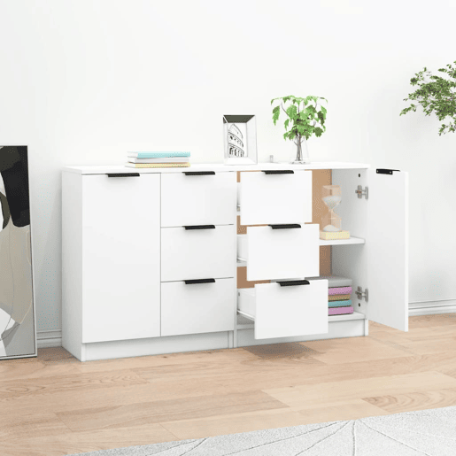 vidaXL Aparadores 2 pcs 60x30x70 cm derivados de madeira branco vidaXL Aparadores 2 pcs 60x30x70 cm derivados de madeira branco