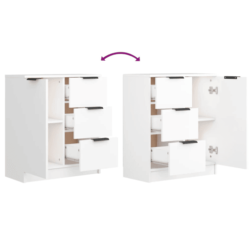 vidaXL Aparadores 2 pcs 60x30x70 cm derivados de madeira branco vidaXL Aparadores 2 pcs 60x30x70 cm derivados de madeira branco