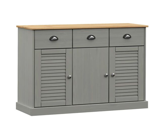 Vidaxl aparador con cajones vigo madera maciza pino gris 113x40x75 cm