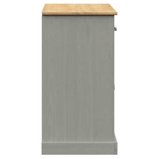 vidaXL Aparador com gavetas VIGO 113x40x75 cm pinho maciço cinzento