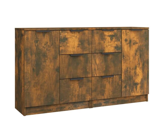 Vidaxl aparadores 2 uds madera contrachapada roble ahumado 60x30x70 cm