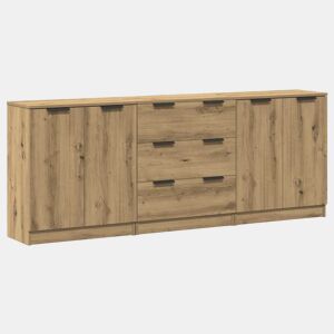 vidaXL Aparadores 3 pcs 60x30x70 cm deriv. madeira carvalho artisiano