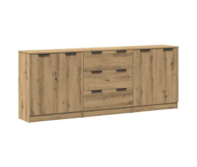 Vidaxl aparadores 3 uds madera ingeniería roble artisian 60x30x70 cm