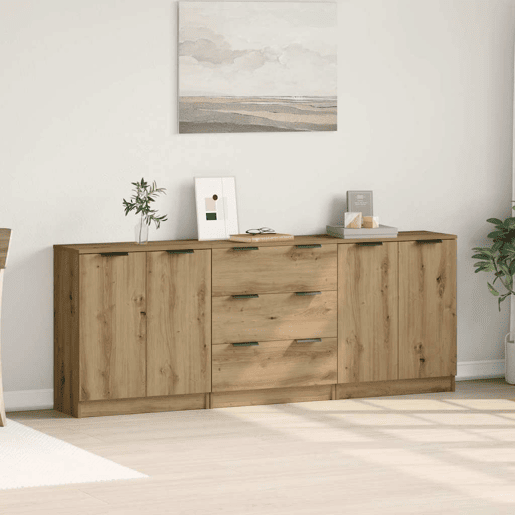 vidaXL Aparadores 3 pcs 60x30x70 cm deriv. madeira carvalho artisiano