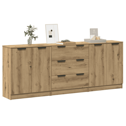 vidaXL Aparadores 3 pcs 60x30x70 cm deriv. madeira carvalho artisiano