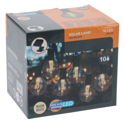 Well Home Conjunto de 10 luzes solares quentes para festas com painel de LED