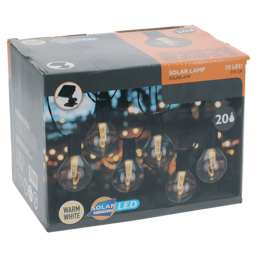 Well Home Conjunto de 20 luzes solares quentes para festas com painel de LED