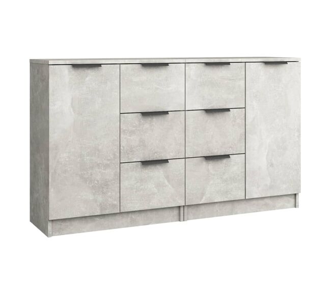 Vidaxl aparadores 2 uds madera contrachapada gris hormigón 60x30x70 cm
