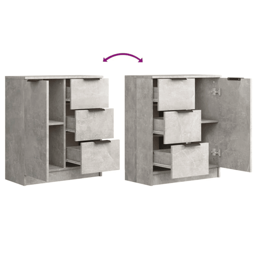 vidaXL Aparadores 2 pcs 60x30x70 cm madeira processada cinza cimento vidaXL Aparadores 2 pcs 60x30x70 cm madeira processada cinza cimento