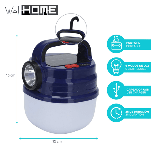 Well Home Farol brilhante luz de acampamento e refletor grande 12,4x15,9cm