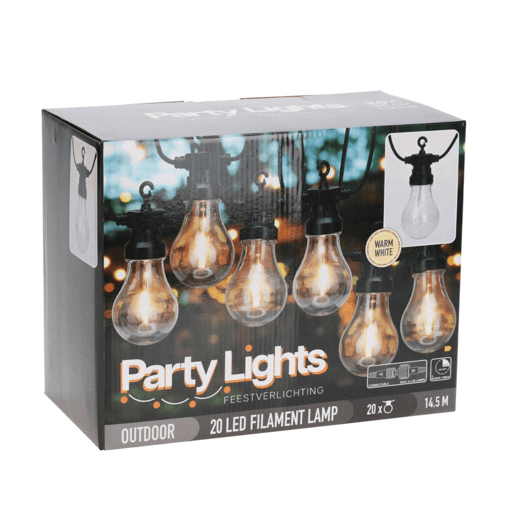 Well Home Garland com 20 luzes LED quentes e cabo condutor