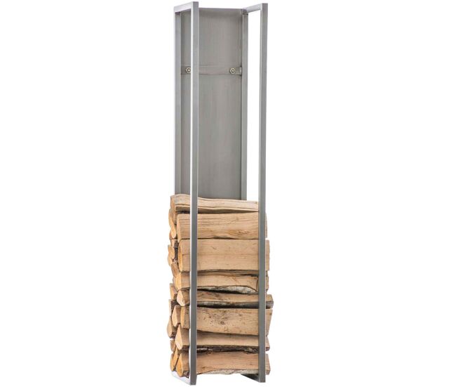 Leñero spark metal acero inoxidable 25x25x80 cm