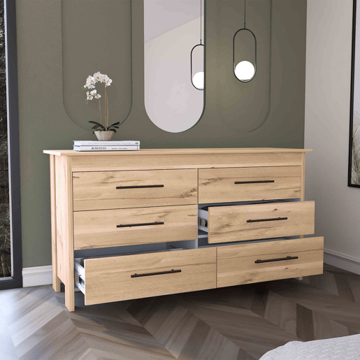 Cómoda dupla Hms em melamina com 6 gavetas