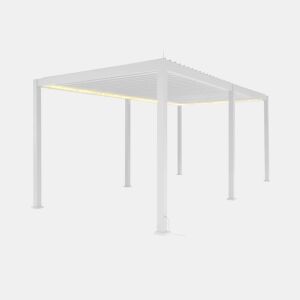 Pérgola bioclimática elétrica em alumínio 3x6m com iluminação LED, Triomphe 3x6m LED, Branco, 591x301x250 cm