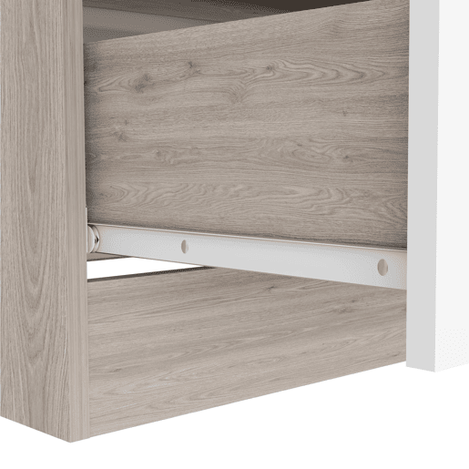 Cómoda Melia em melamina com 3 gavetas com calhas metálicas, multicolor, 75.7 cm X 80 cm X 39.8 cm