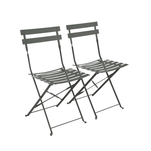 Cadeira de jardim dobrável em metal, set de 2, Emilia, Verde caqui, 49.5x41x80.5 cm