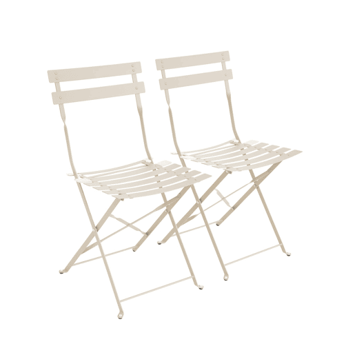 Cadeira de jardim dobrável em metal, set de 2, Emilia, Beige, 49.5x41x80.5 cm