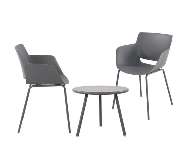 Grupo de asientos berena plástico gris oscuro 50x158x80 cm