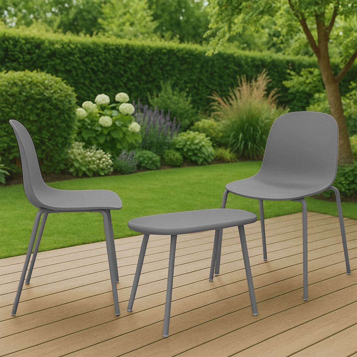 Suite de 2 plazas veldin plástico gris oscuro 151x80x85 cm