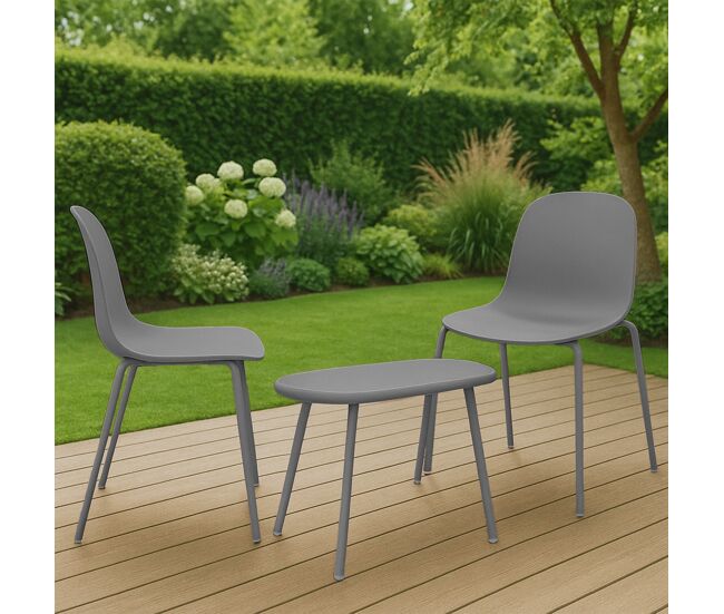 Suite de 2 plazas veldin plástico gris oscuro 151x80x85 cm