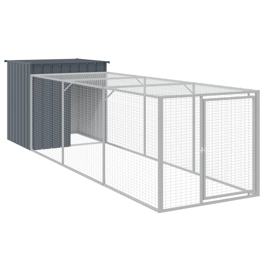 Vidaxl gallinero con corral acero galvanizado gris 110x405x110 cm