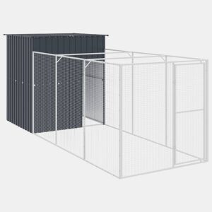 vidaXL Casota p cães c parque 165x455x181 cm aço galvaniz. antracite