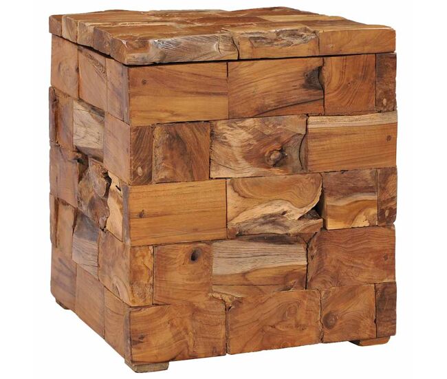 Vidaxl taburete con almacenamiento madera maciza de teca