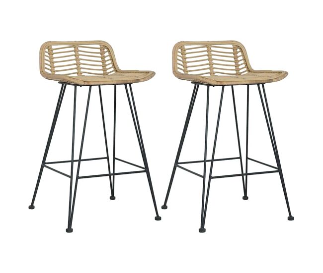 Vidaxl taburetes de cocina 2 unidades ratán natural