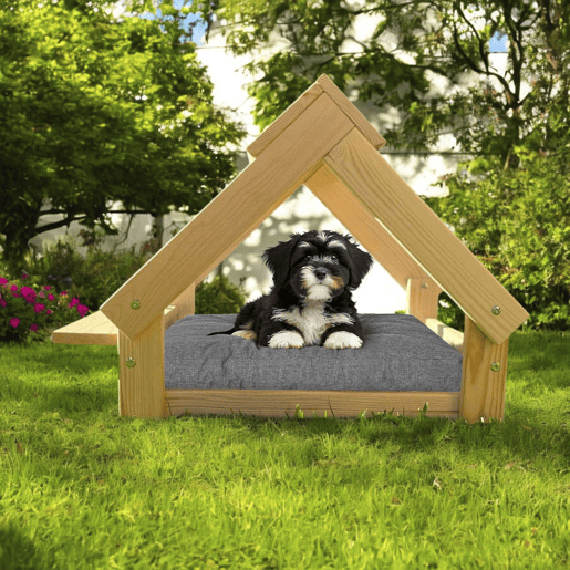Well Home Indoor Dog House estrutura de madeira natural