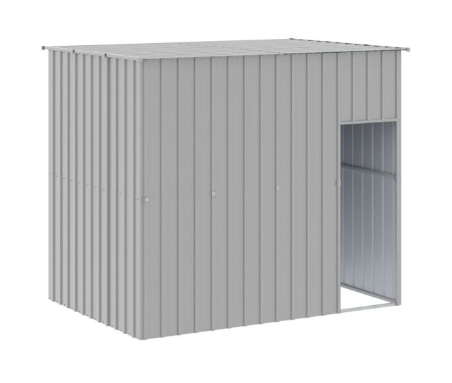 Vidaxl caseta perros tejado acero galvanizado gris claro 214x153x181cm
