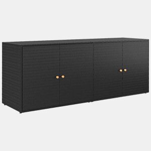 vidaXL Armário de jardim preto 198x55,5x80 cm vime sintético