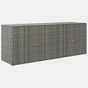 vidaXL Armário de arrumação p jardim 198x55,5x80 cm vime PE cinzento
