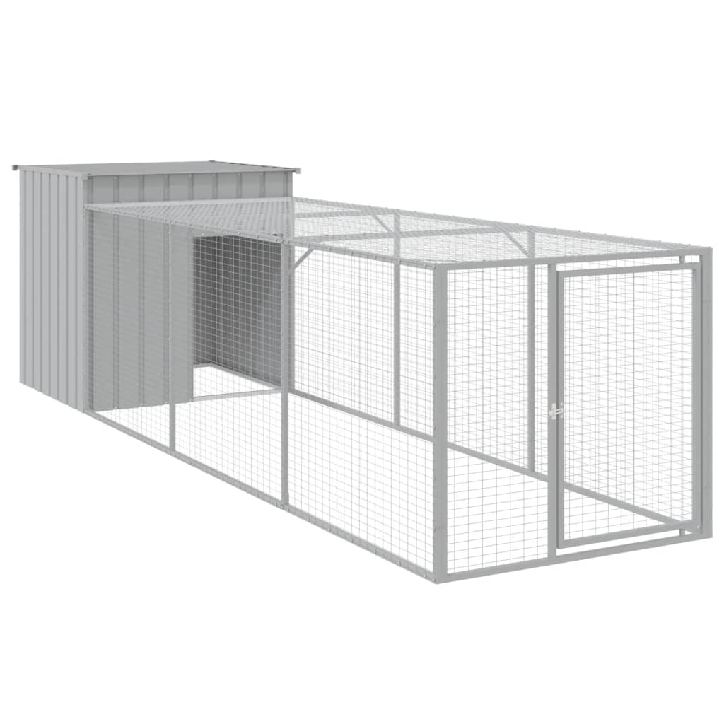 Vidaxl gallinero con corral acero galvanizado gris claro 110x405x110cm