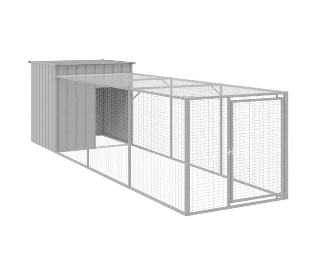 Vidaxl gallinero con corral acero galvanizado gris claro 110x405x110cm