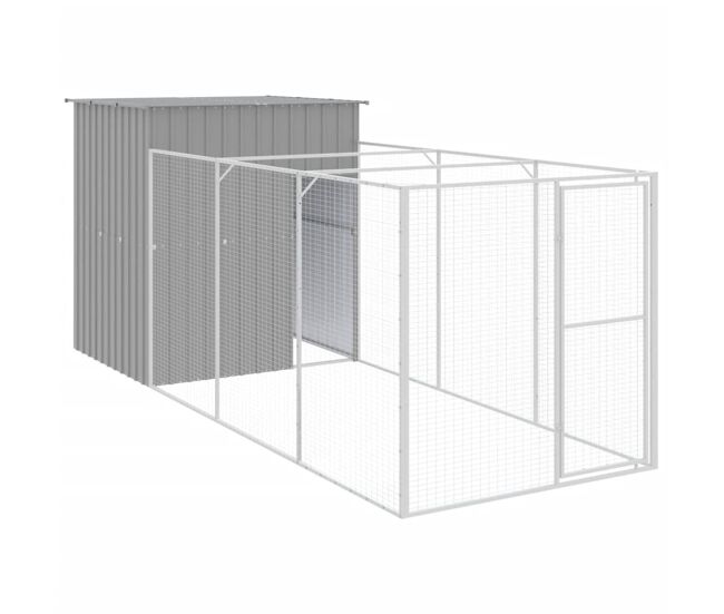 Vidaxl caseta perros corral acero galvanizado gris claro 165x455x181cm
