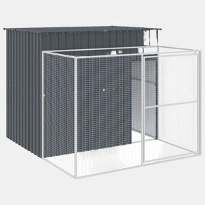 vidaXL Casota p cães c parque 214x253x181 cm aço galvaniz. antracite