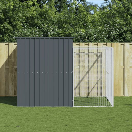 vidaXL Casota p cães c parque 214x253x181 cm aço galvaniz. antracite vidaXL Casota p cães c parque 214x253x181 cm aço galvaniz. antracite