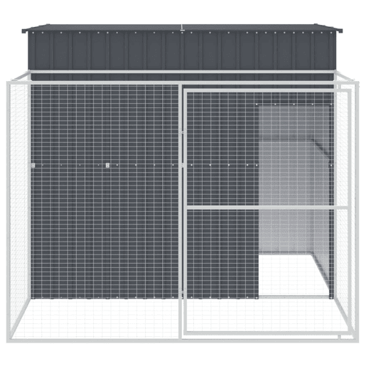vidaXL Casota p cães c parque 214x253x181 cm aço galvaniz. antracite vidaXL Casota p cães c parque 214x253x181 cm aço galvaniz. antracite