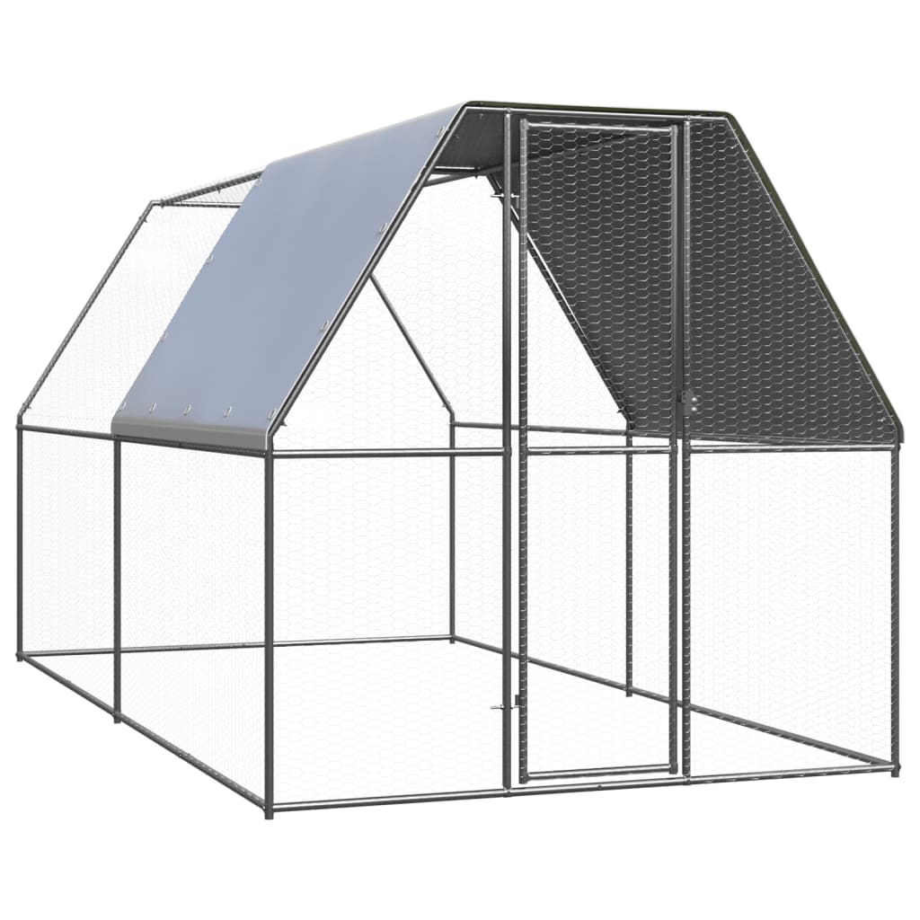 Vidaxl jaula gallinero de exterior de acero galvanizado 2x4x2 m