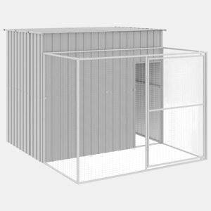 vidaXL Casota cães c parque 214x253x181 cm aço galvaniz. cinza-claro
