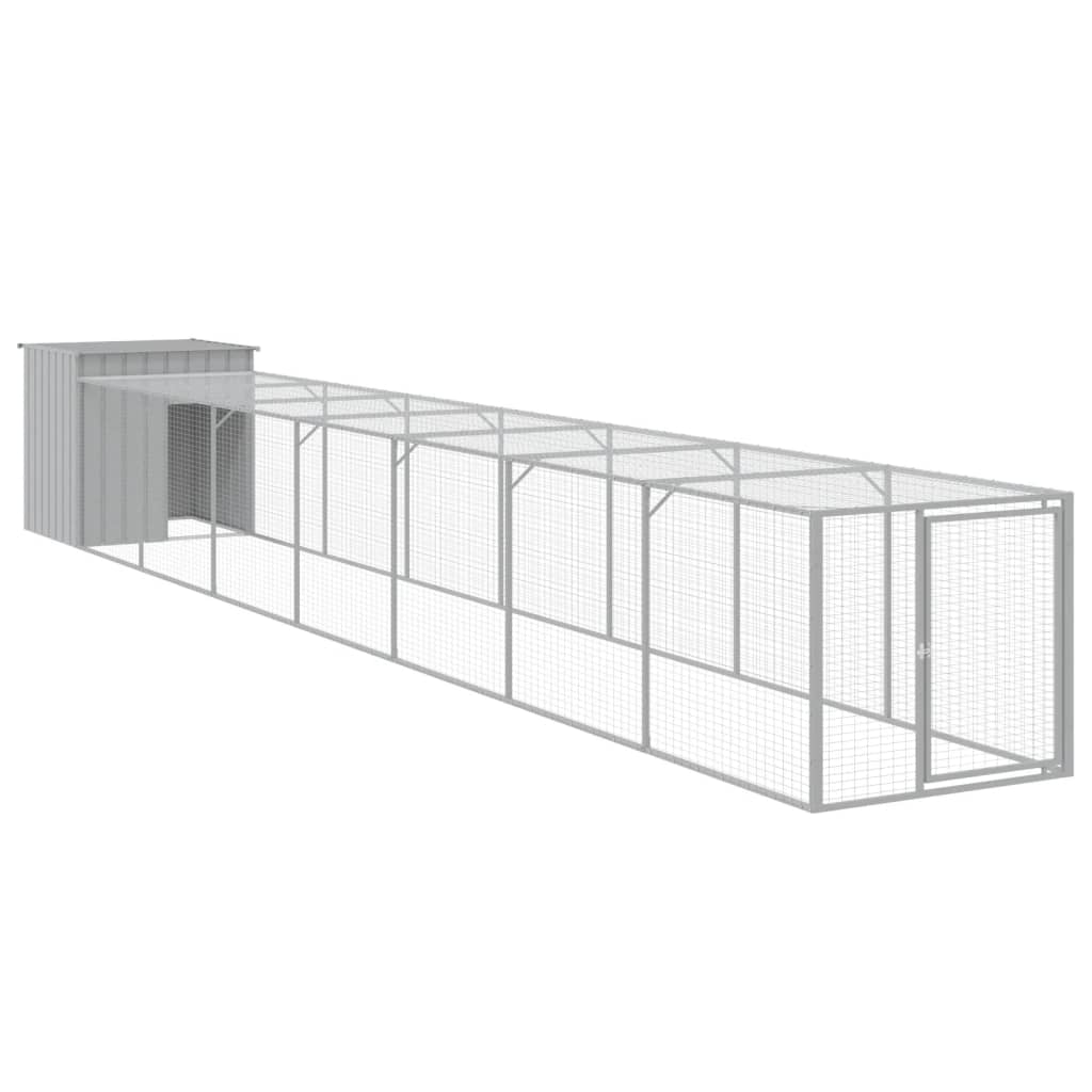 Vidaxl gallinero con corral acero galvanizado gris claro 110x813x110cm