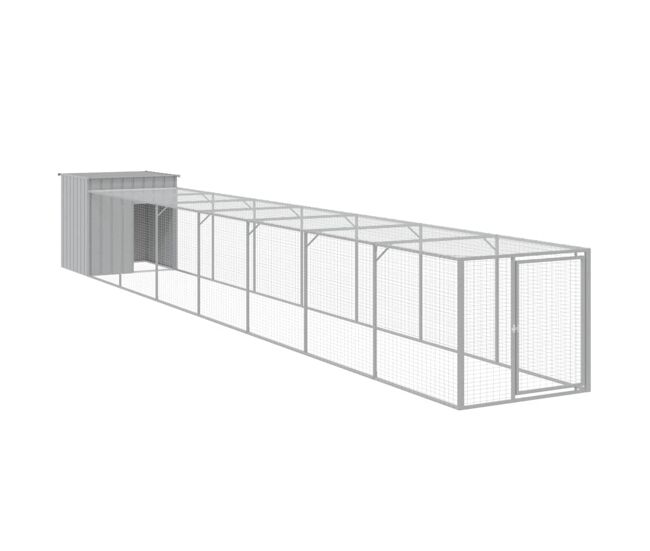 Vidaxl gallinero con corral acero galvanizado gris claro 110x813x110cm