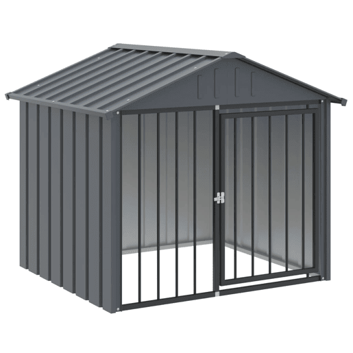 vidaXL Casota para cães com teto 117x103x102 cm aço galvanizado preto vidaXL Casota para cães com teto 117x103x102 cm aço galvanizado preto