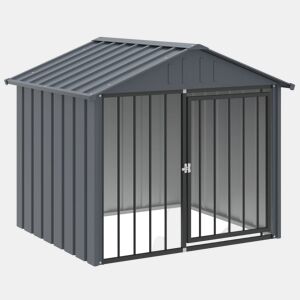 vidaXL Casota para cães com teto 117x103x102 cm aço galvanizado preto