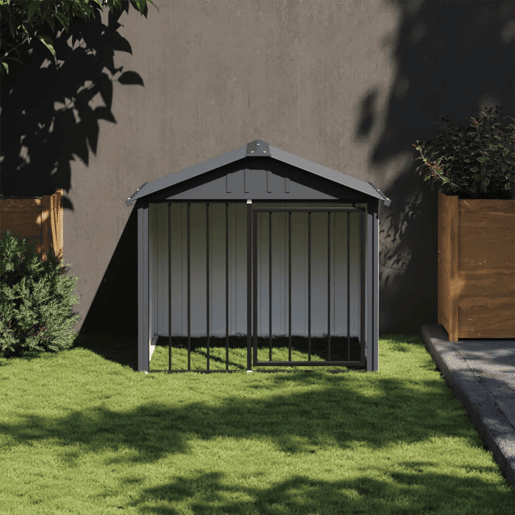 vidaXL Casota para cães com teto 117x103x102 cm aço galvanizado preto vidaXL Casota para cães com teto 117x103x102 cm aço galvanizado preto