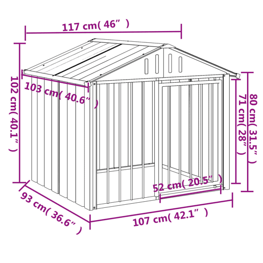 vidaXL Casota para cães com teto 117x103x102 cm aço galvanizado preto vidaXL Casota para cães com teto 117x103x102 cm aço galvanizado preto