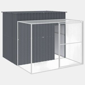 vidaXL Casota p cães c parque 214x253x181 cm aço galvaniz. antracite