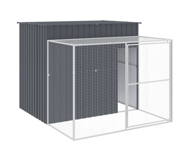 Vidaxl caseta perros con corral acero galvanizado gris 214x253x181 cm
